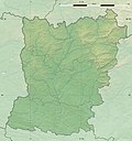 Physical map of the department of Mayenne